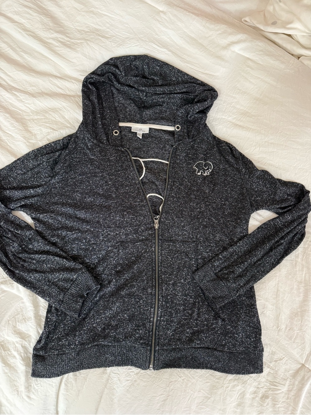 ivory ella Black Heather Full-Zip Hooded Sweatshirt